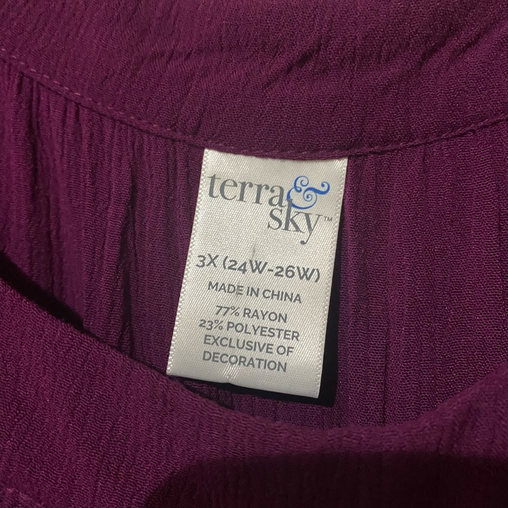 Terra & Sky Purple Cold Shoulder Dress with Long, Ballon Sleeves, Tiered Bottom - Picture 3 of 6